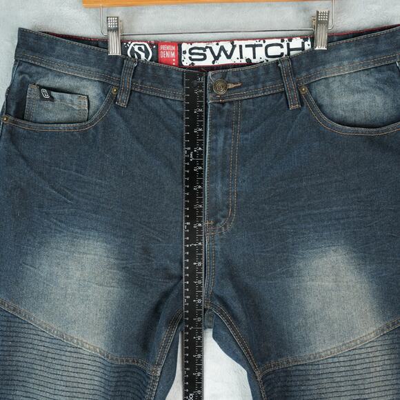 Switch Remarkable Jeans Mens 40x32 Blue Dark Wash Premium Denim Y2K Hip Hop - Picture 7 of 10
